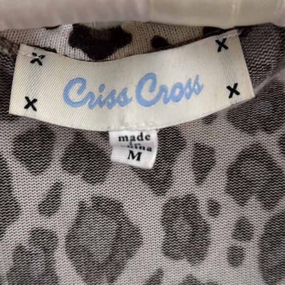 Criss Cross Brown Leopard Animal Print Open Cardigan Small/Medium - Picture 3 of 7